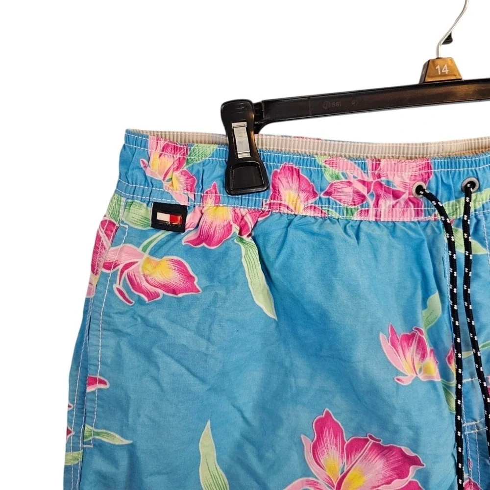 Tommy‎ Hilfiger Blue Pink Blue Floral Swim Shorts Trunks Large